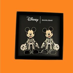 Disney BaubleBar Mickey Skeleton Earrings - New - Glow in the dark